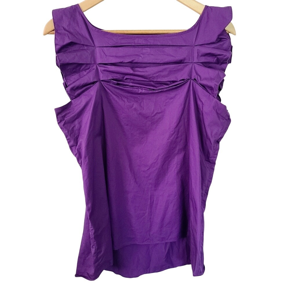 Pringle of Scotland 1815 Pleated Purple Cotton Blouse US 10